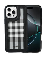 Leather Case, Classic Elegant Slim PU Checks Luxury Design Case For iPhone 16 Pro Max