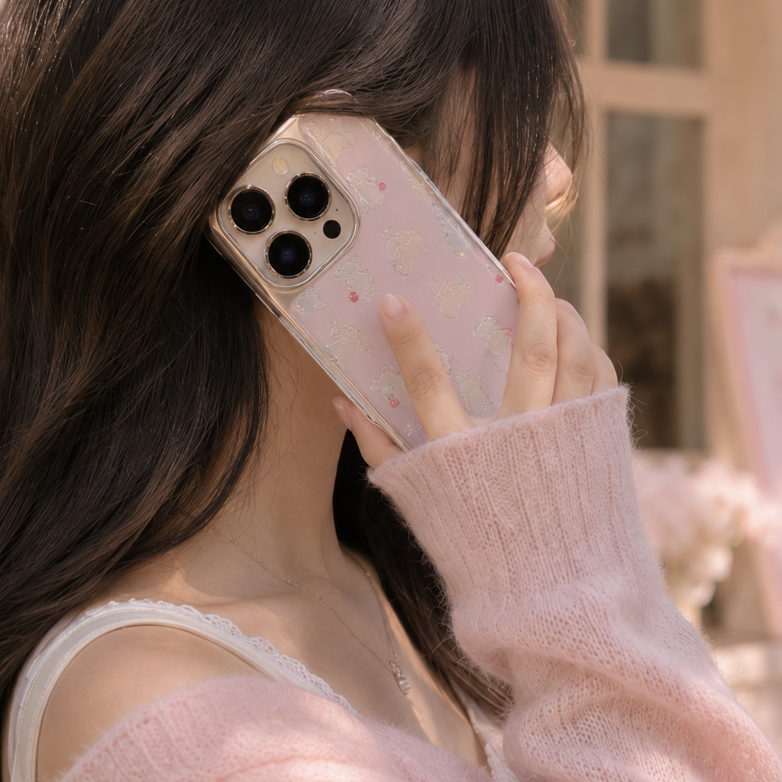 3D Metallic Bunny Pattern Case