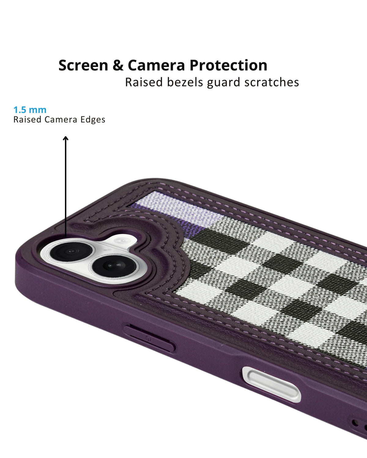 Leather Case, Classic Elegant Slim PU Checks Luxury Design Case For iPhone 16