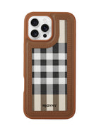 Leather Case, Classic Elegant Slim PU Checks Luxury Design Case For iPhone 16 Pro Max