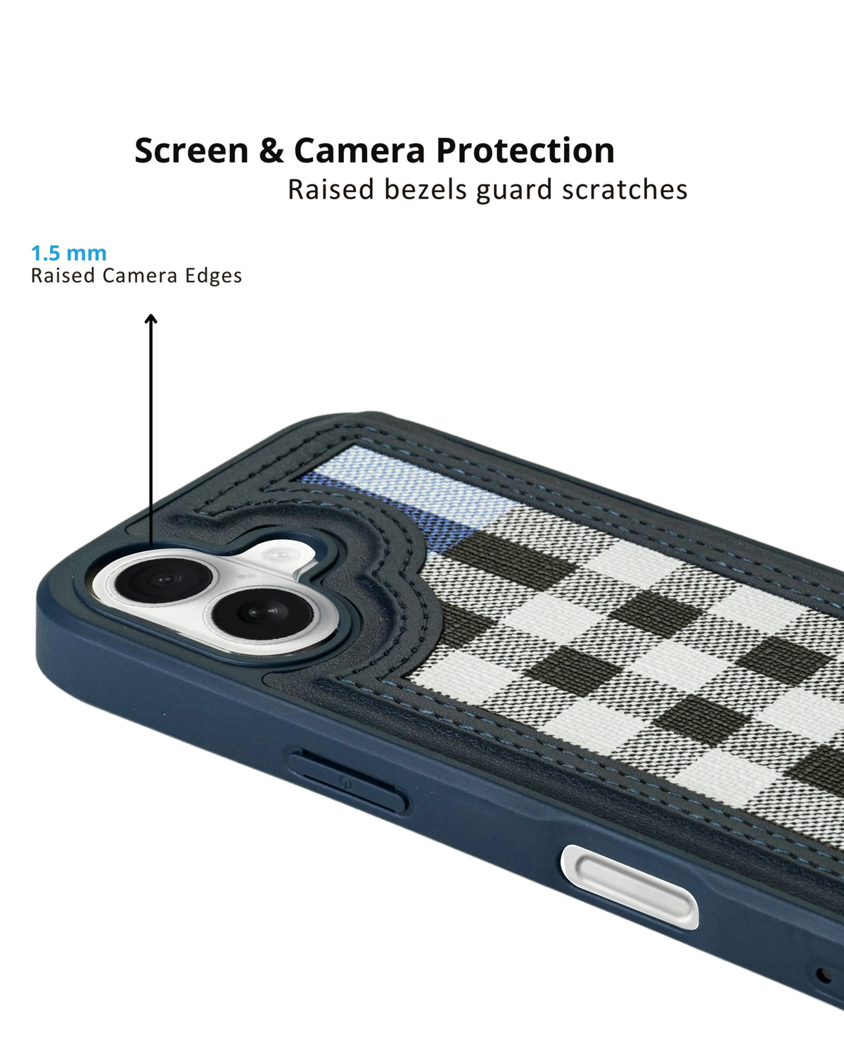 Leather Case, Classic Elegant Slim PU Checks Luxury Design Case For iPhone 16