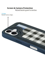 Leather Case, Classic Elegant Slim PU Checks Luxury Design Case For iPhone 16