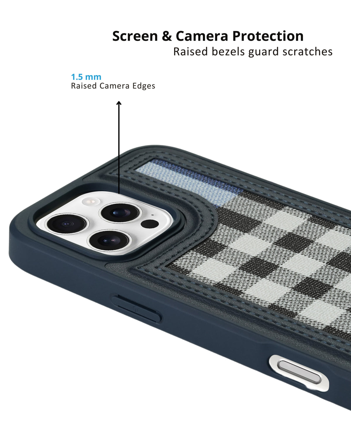 Leather Case, Classic Elegant Slim PU Checks Luxury Design Case For iPhone 16 Pro Max