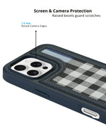 Leather Case, Classic Elegant Slim PU Checks Luxury Design Case For iPhone 16 Pro Max