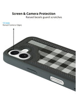 Leather Case, Classic Elegant Slim PU Checks Luxury Design Case For iPhone 16