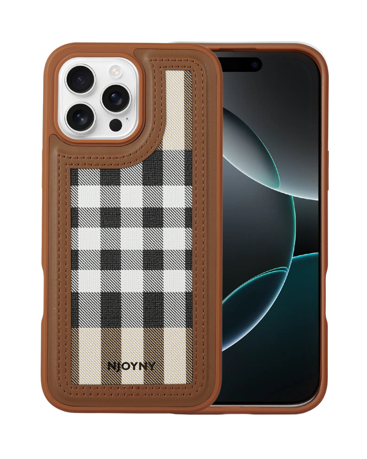 Leather Case, Classic Elegant Slim PU Checks Luxury Design Case For iPhone 16 Pro Max