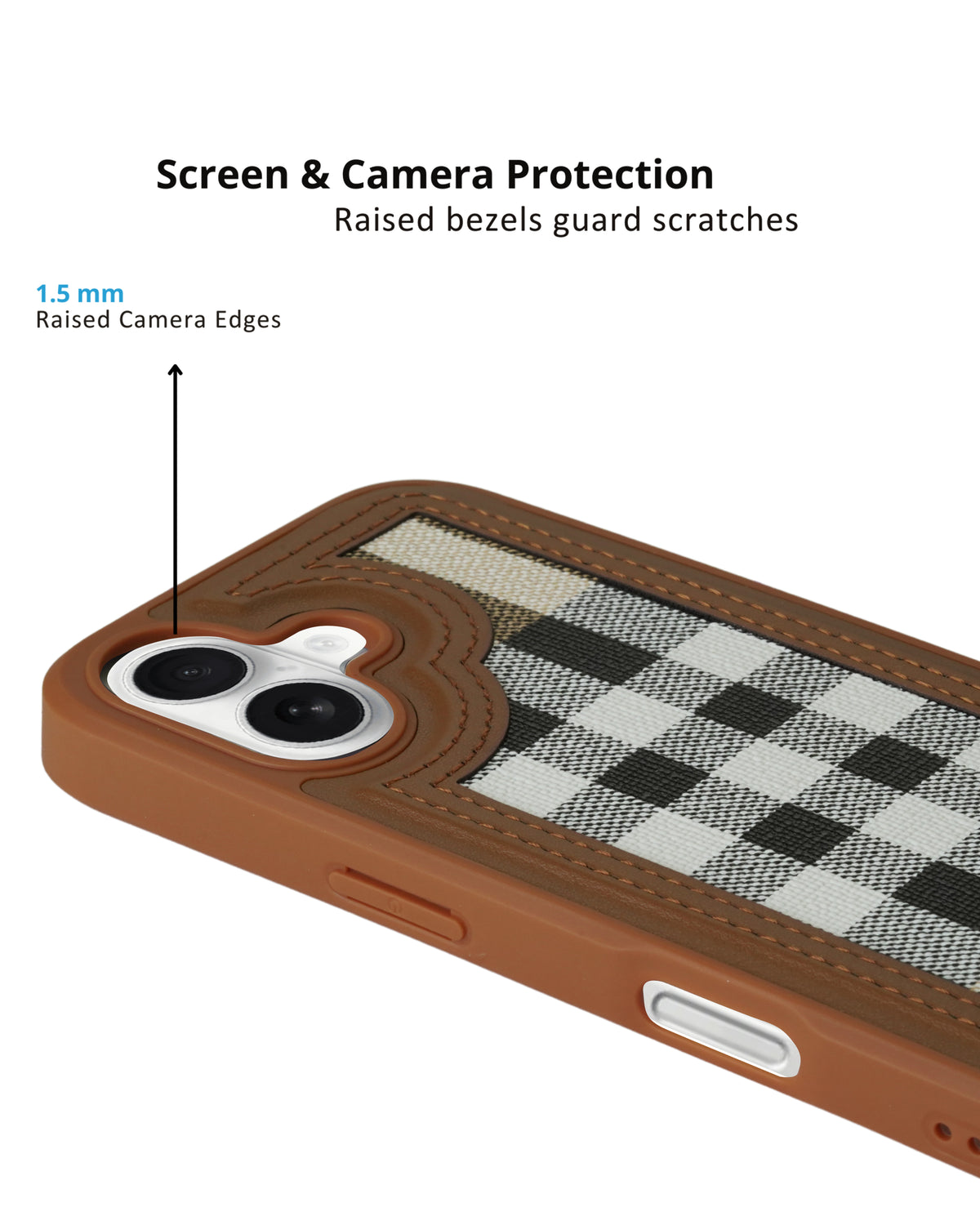 Leather Case, Classic Elegant Slim PU Checks Luxury Design Case For iPhone 16