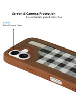 Leather Case, Classic Elegant Slim PU Checks Luxury Design Case For iPhone 16