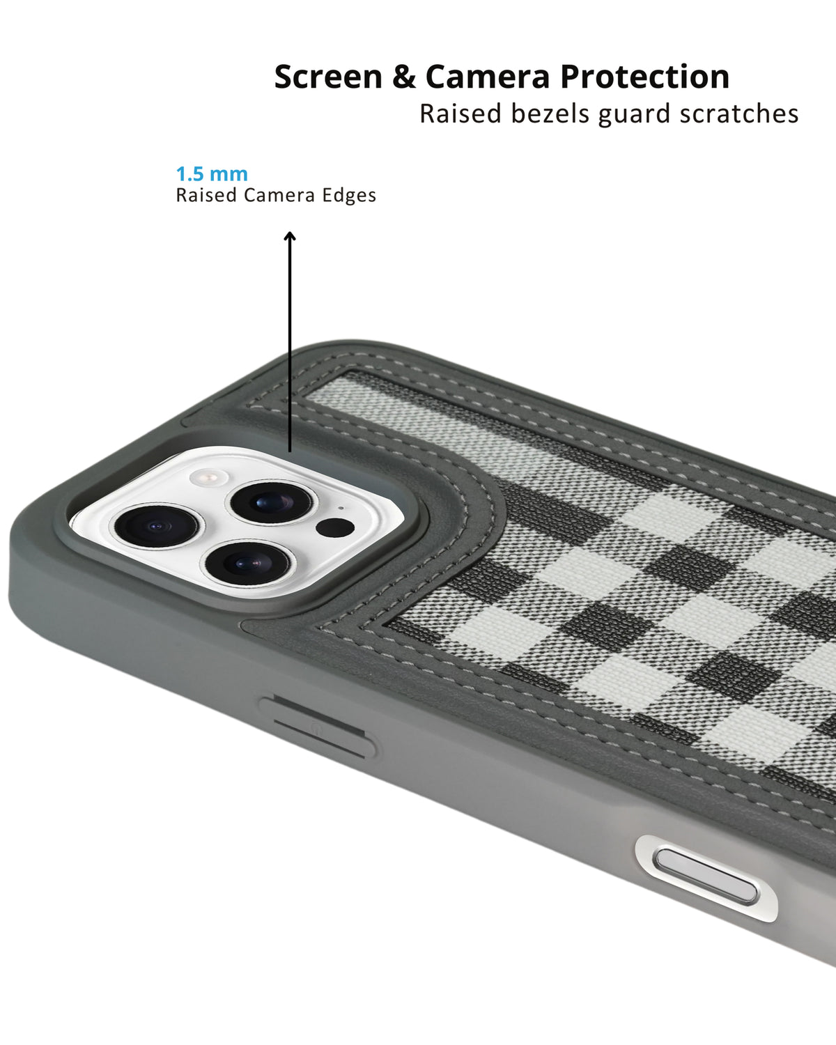 Leather Case, Classic Elegant Slim PU Checks Luxury Design Case For iPhone 16 Pro Max