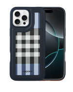 Leather Case, Classic Elegant Slim PU Checks Luxury Design Case For iPhone 16 Pro Max