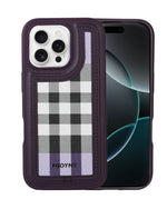 Leather Case, Classic Elegant Slim PU Checks Luxury Design Case For iPhone 16 Pro