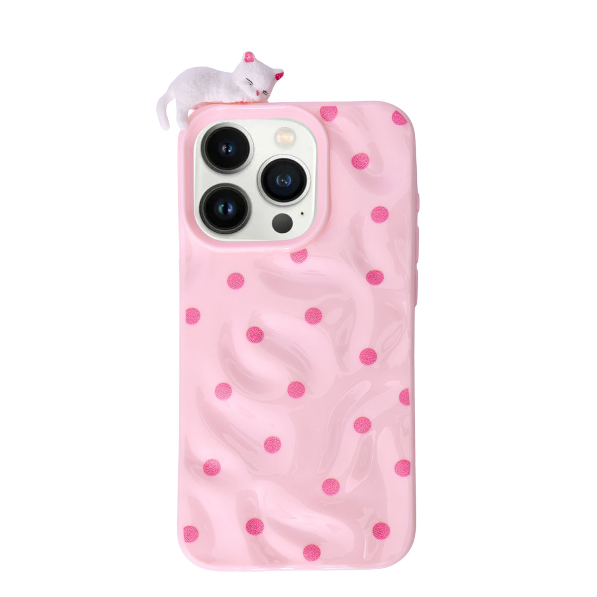 3D Cartoon Character with Polka Dots Soft Phone Case for iPhone 15 Pro Max