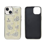 Rhinestone Embellished White Marble Phone Case for iPhone 13/ 14