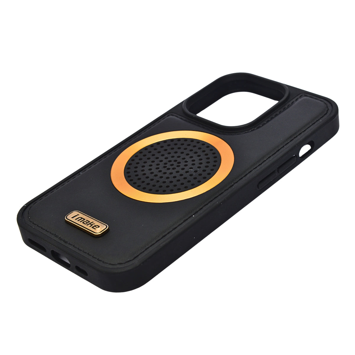 Premium Leather Magsafe Compatible with Perforated Detailing Phone Case for iPhone 15 Pro