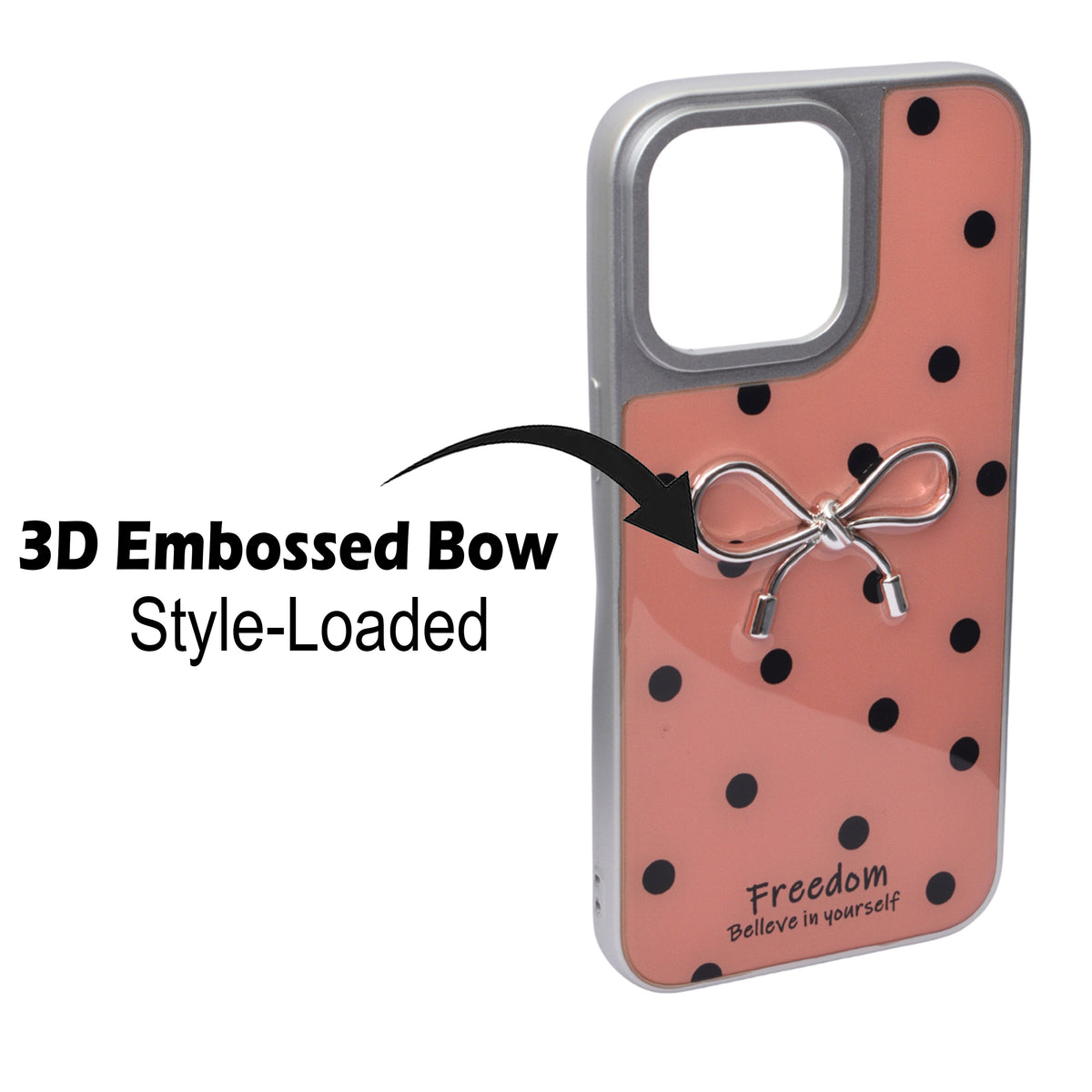 Stylish Polka Dot Bow Cover For iPhone 15 Pro Max