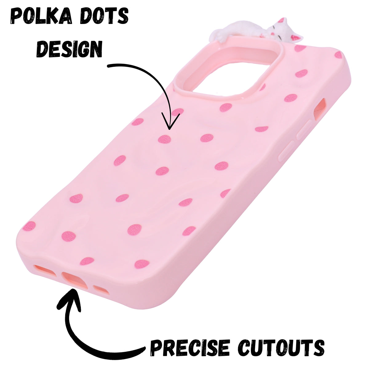 3D Cartoon Character with Polka Dots Soft Phone Case for iPhone 13 Pro