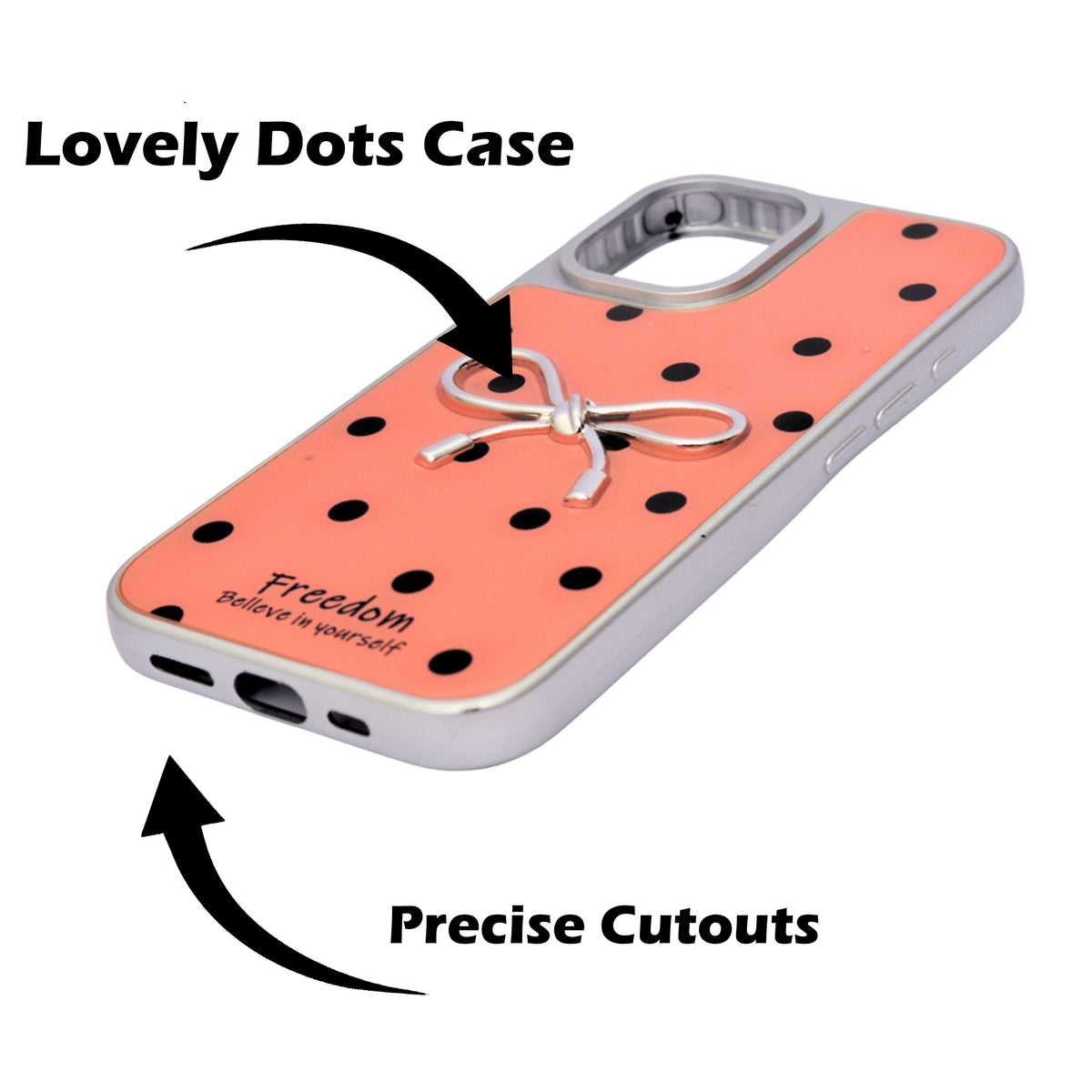 Stylish Polka Dot Bow Cover For iPhone 16