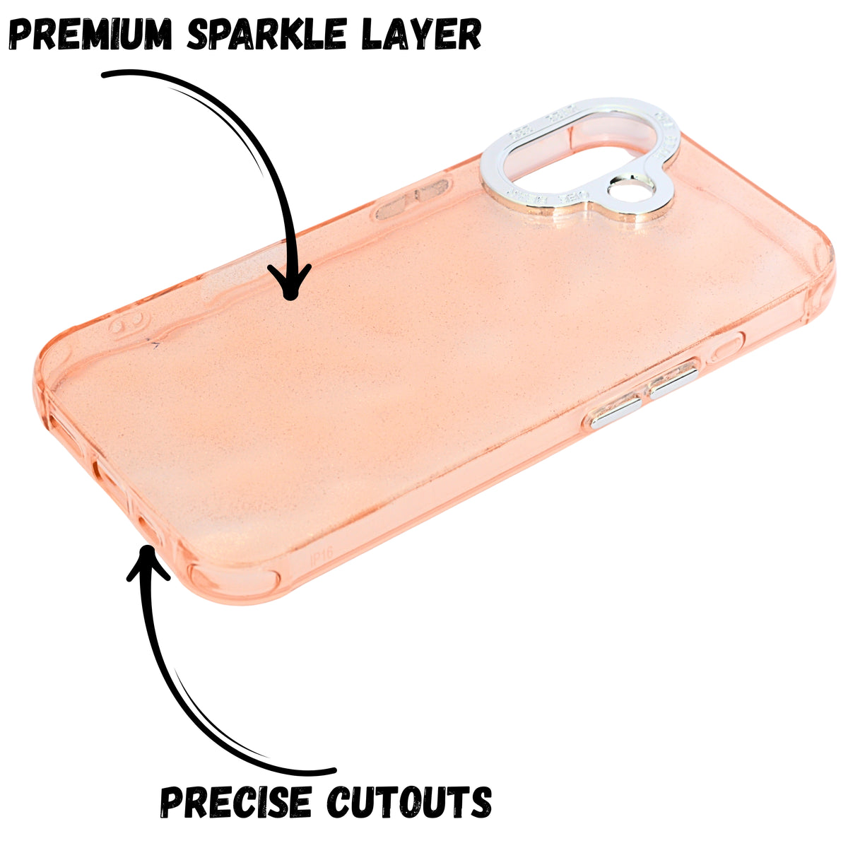 Oee Bear Glitter Transparent Phone Case For iPhone 16