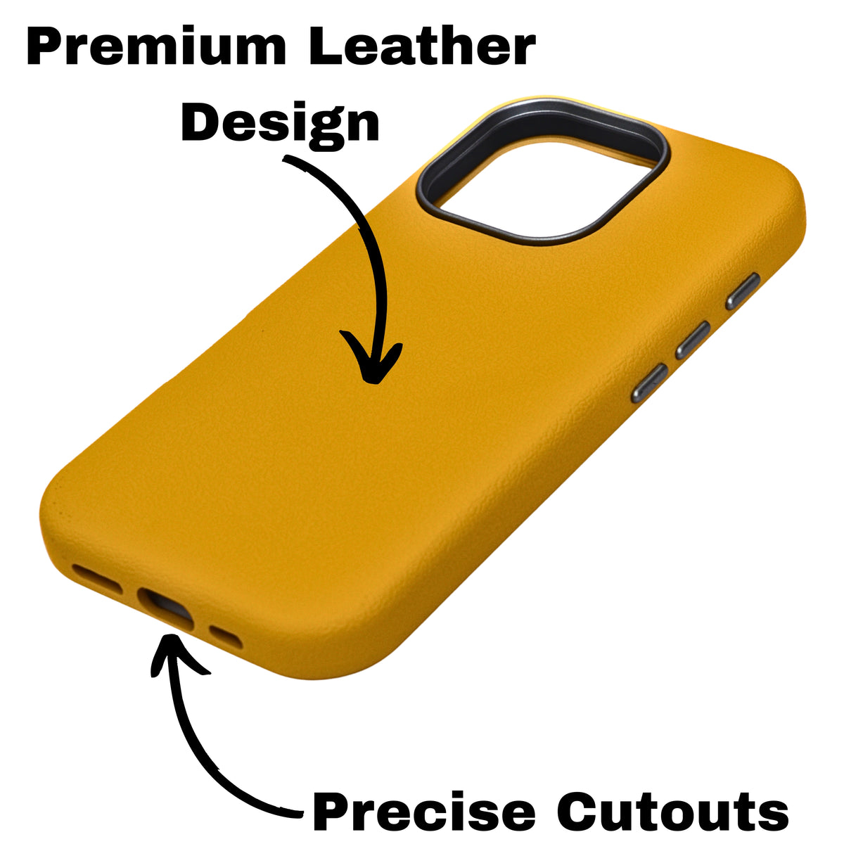 Premium PU Leather with Metal Camera Frame Phone Case for iPhone 16 Pro