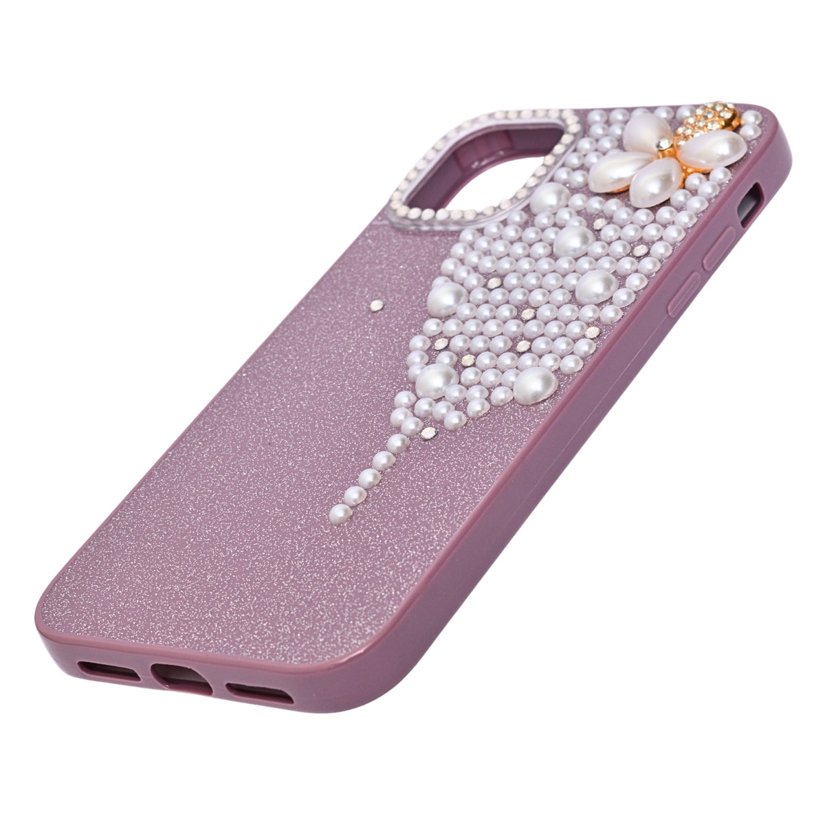 Luxury Glitter Finish with 3D Pearl Flower Design Phone Case for iPhone 11