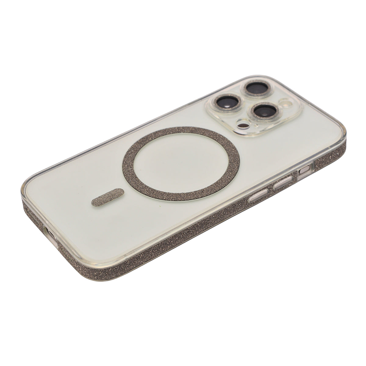 Transparent Protective Case with MagSafe Glitter Ring for iPhone 15 Pro