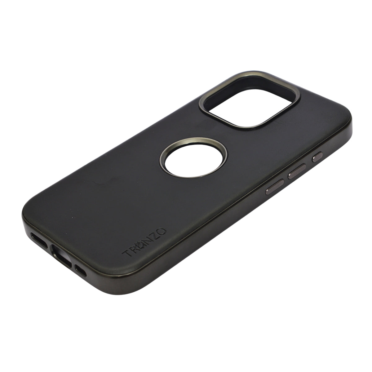PU Leather Matte Finish with logo Cutout Phone Case for iPhone 15 Pro