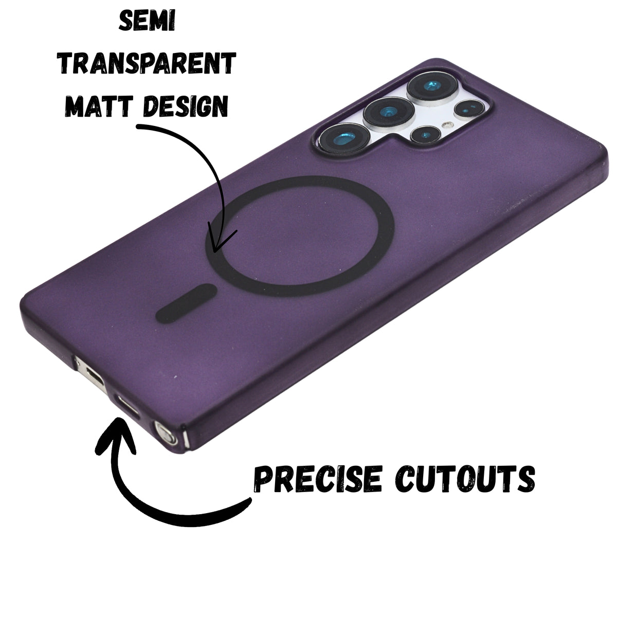 Translucent MagSafe Compatible Protective Phone Case for Samsung S25 Ultra
