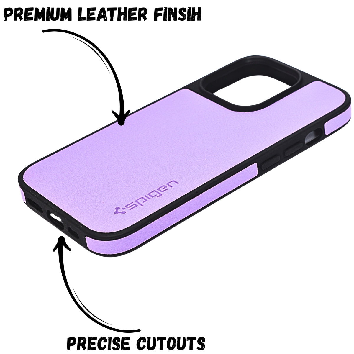 Spigen Leather Textured Protective Phone Case For iPhone 14 Pro Max