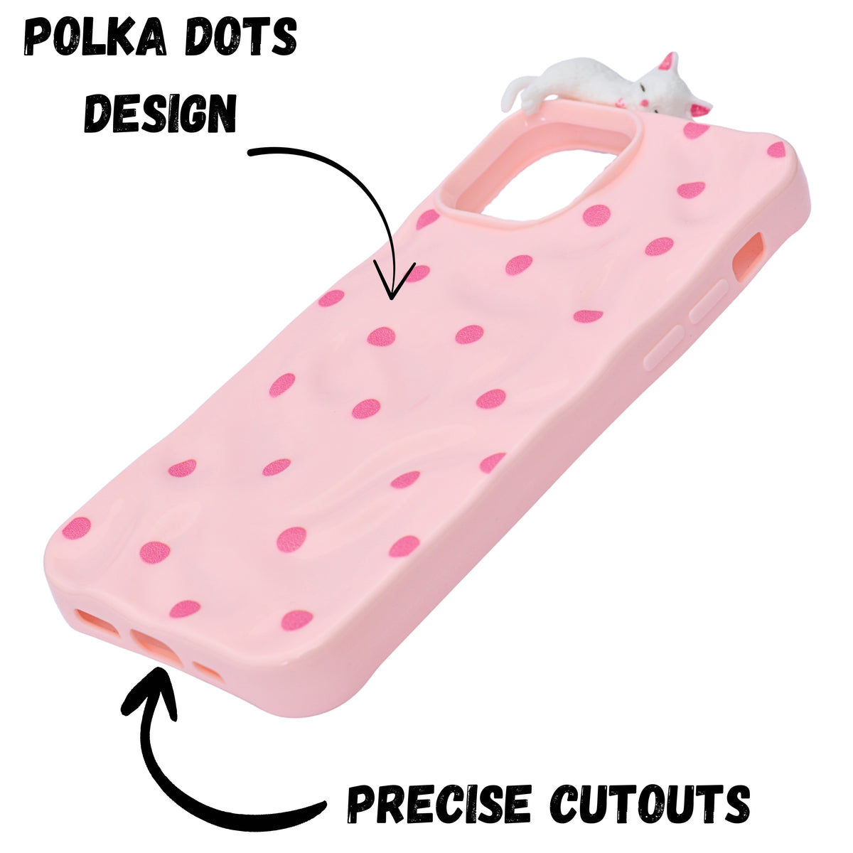 3D Cartoon Character with Polka Dots Soft Phone Case for iPhone 12/ 12 Pro