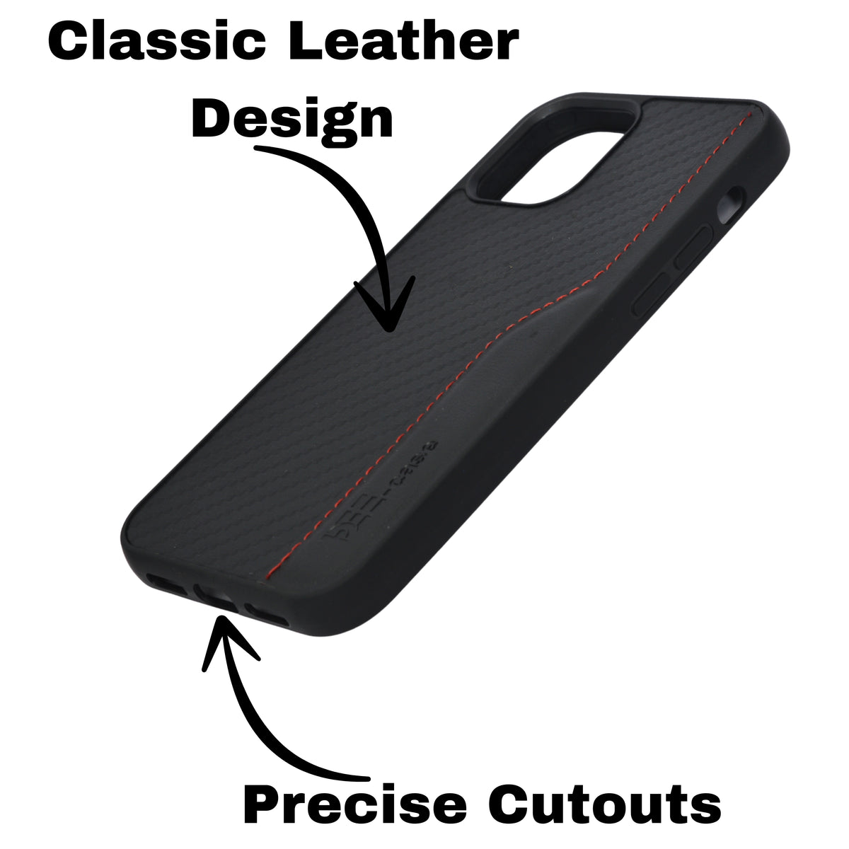 Deecase Leather Grip with Red Stitch Detailing Phone Case For iPhone 12 / 12 Pro