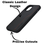 Deecase Leather Grip with Red Stitch Detailing Phone Case For iPhone 12 / 12 Pro