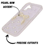 Elegant Pearl Bow Resin Glitter Phone Case for iPhone 16