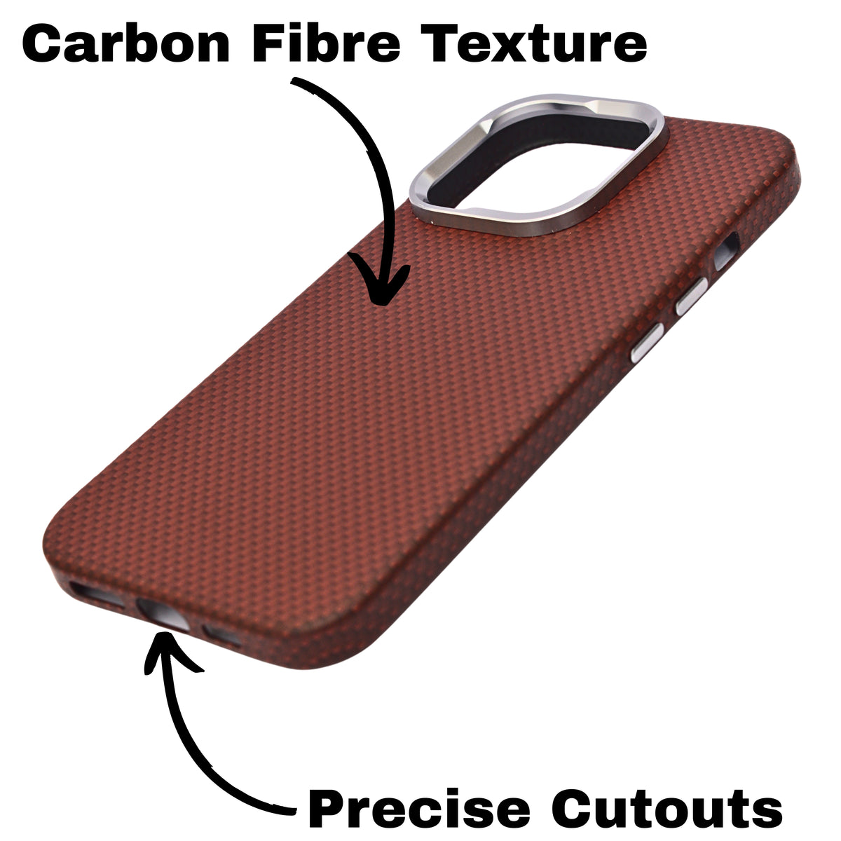 Carbon Fiber Texture MagSafe Compatible with Metal Camera Phone Case for iPhone 16 Pro