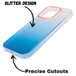 Transparent Gradual Change Glitter Color Arts & Crac Glitter Case for iPhone 16 Pro