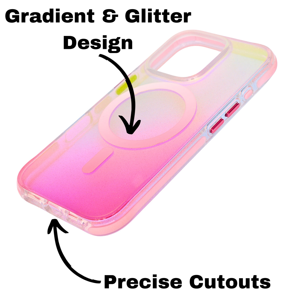 Glitter Gradient MagSafe Compatible Phone Case for iPhone 16 Pro