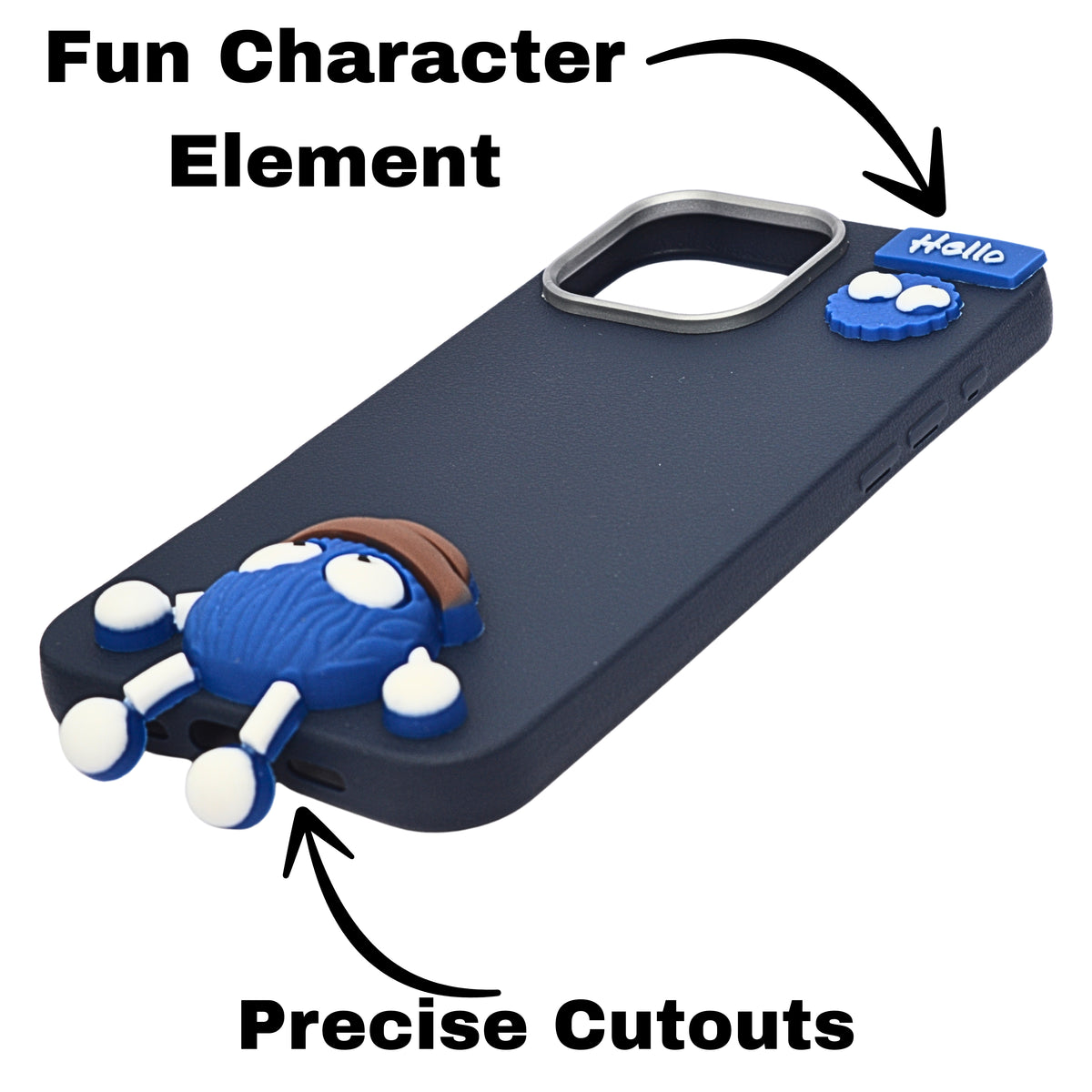 Hello Teddy Cap 3D Cartoon Phone Case For iPhone 16 Pro Max