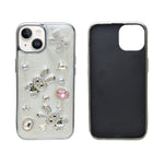 Rhinestone Embellished White Marble Phone Case for iPhone 13/ 14
