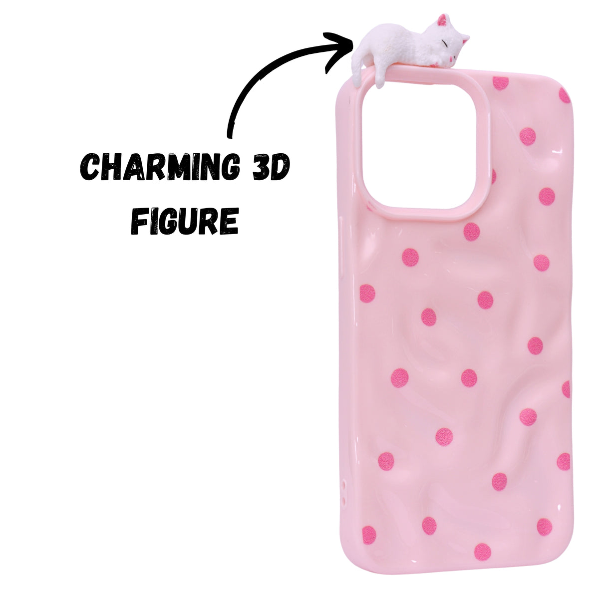 3D Cartoon Character with Polka Dots Soft Phone Case for iPhone 13 Pro