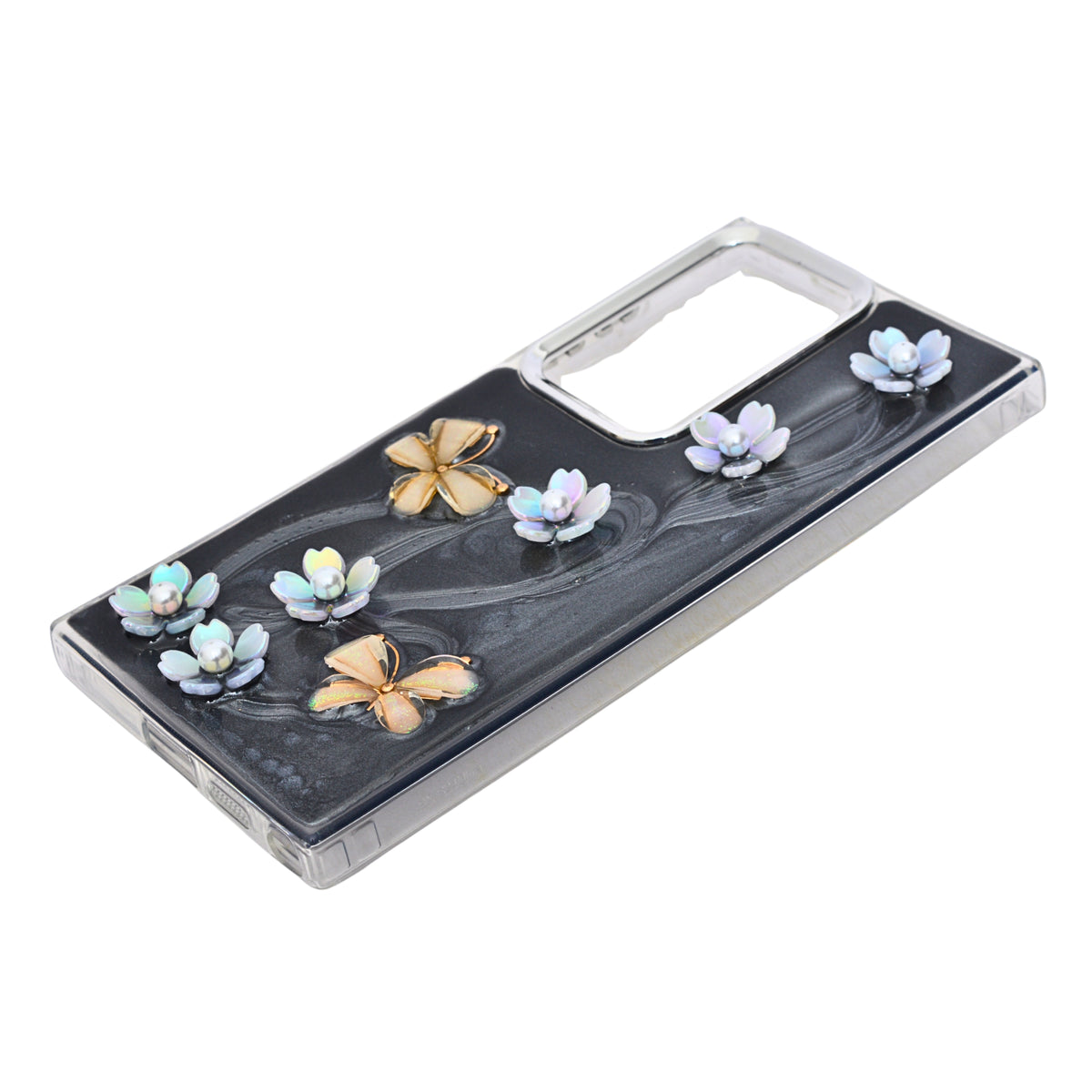 Luxury 3D Iridescent Pearl Flower & Butterfly Phone Case for Samsung S24Ultra