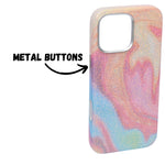 Glitter Marble Rainbow Case with Sparkle Finish Cover For iPhone 16 Pro Max
