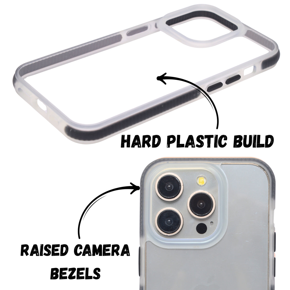 Transparent Hard Back Case with Colored Side Grip Phone Case For iPhone 14 Pro