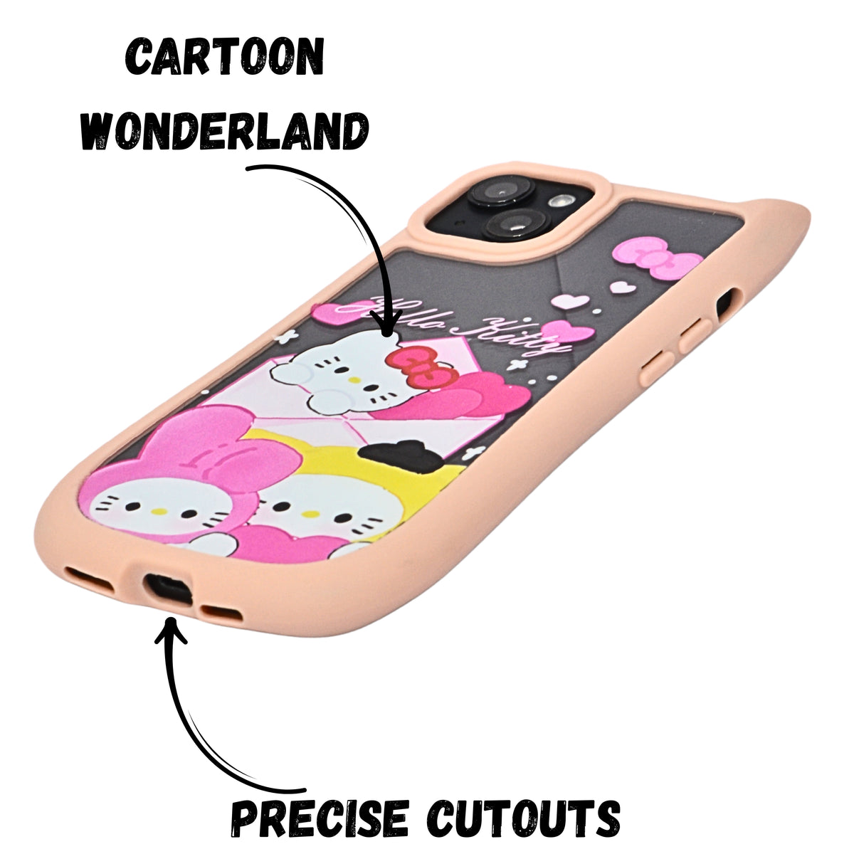 Cute Cartoon Phone Case with Cat Ears For iPhone 14Plus/15 Plus
