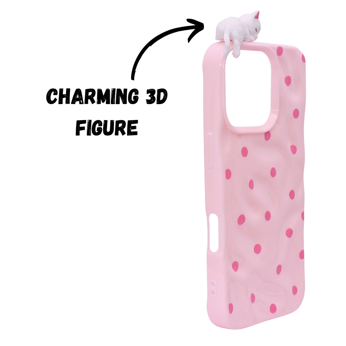 3D Cartoon Character with Polka Dots Soft Phone Case for iPhone 16 Pro Max