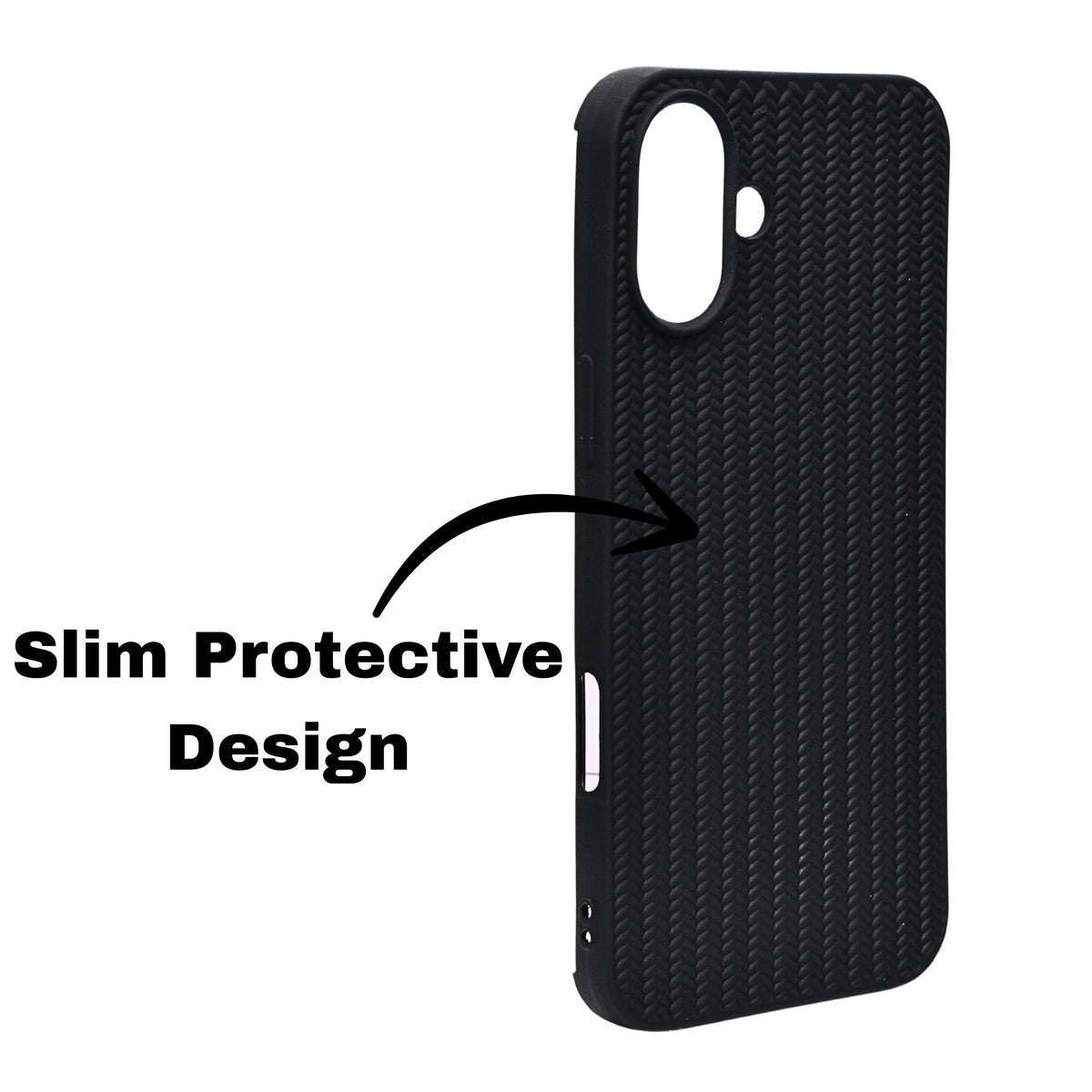 Minimal Jute Textured Matte Protective Phone Case For iPhone 16 Plus