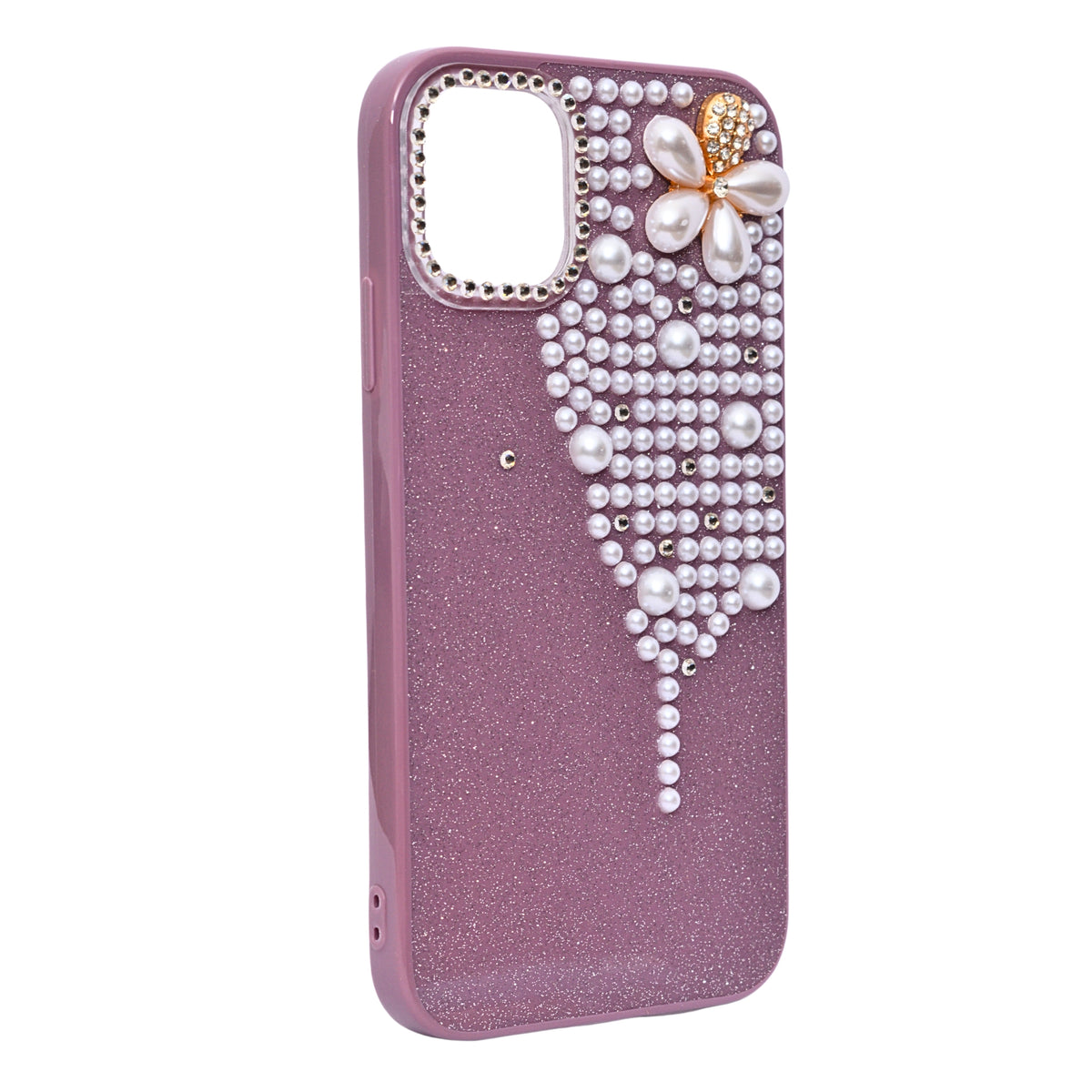 Luxury Glitter Finish with 3D Pearl Flower Design Phone Case for iPhone 11