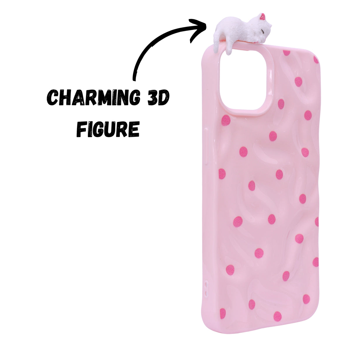 3D Cartoon Character with Polka Dots Soft Phone Case for iPhone 13/ 14