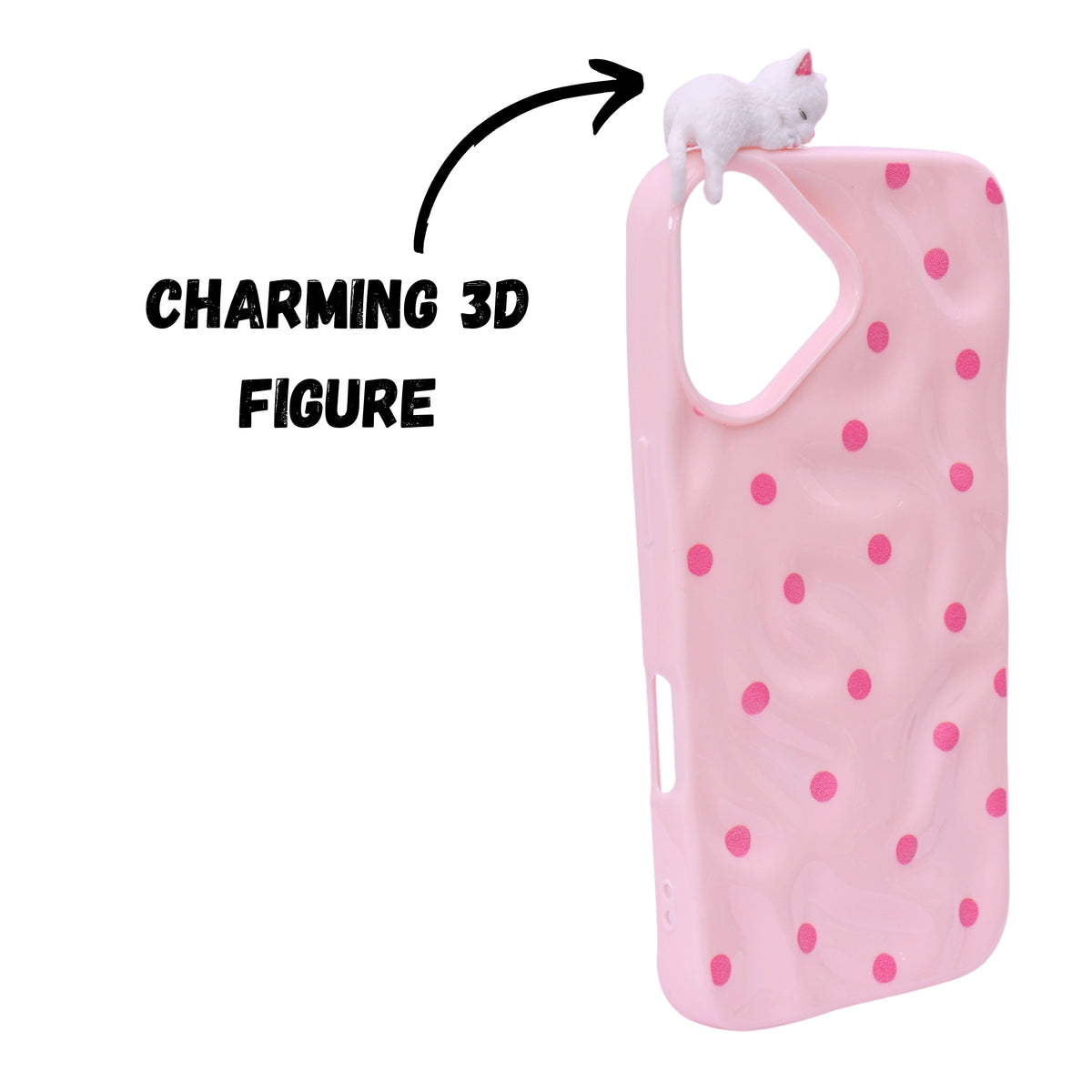 3D Cartoon Character with Polka Dots Soft Phone Case for iPhone 16 Plus