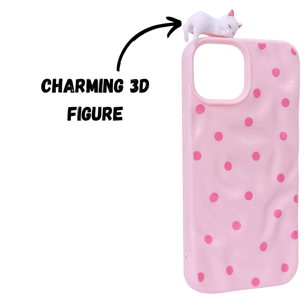 3D Cartoon Character with Polka Dots Soft Phone Case for iPhone 14 Plus/ 15 Plus