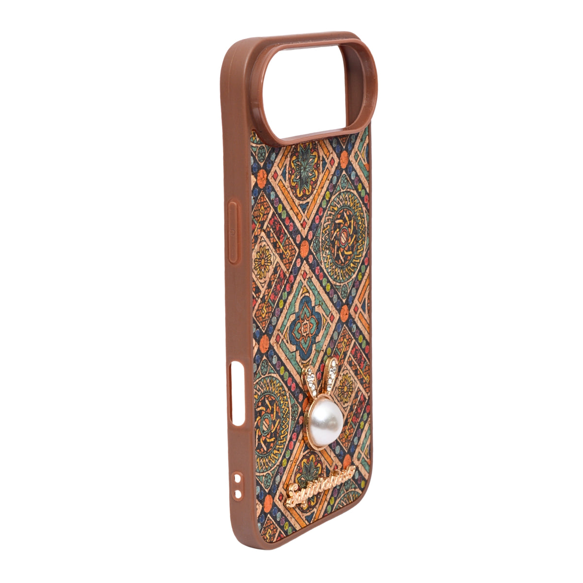Bohemian Ethnic Print Cork Texture with Pearl Detail Phone Case for iPhone 17 Air
