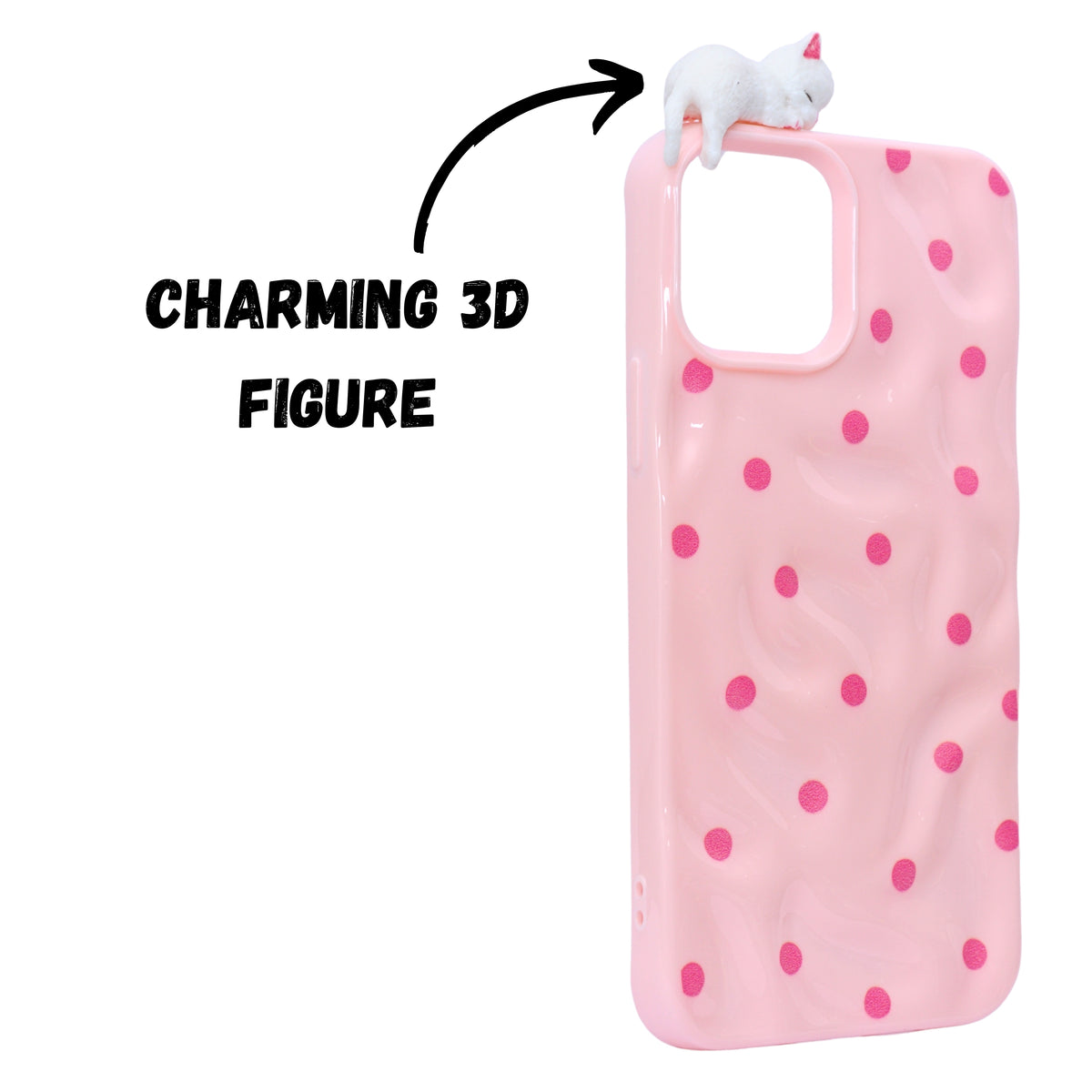 3D Cartoon Character with Polka Dots Soft Phone Case for iPhone 12/ 12 Pro